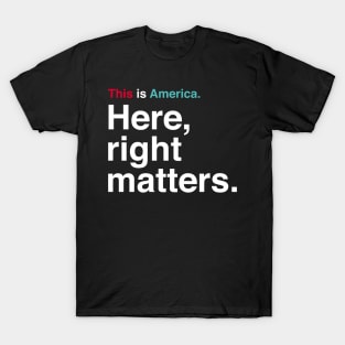 This is America. Here, Right Matters. Lt. Col. Vindman Impeachment Hearing Quote T-Shirt